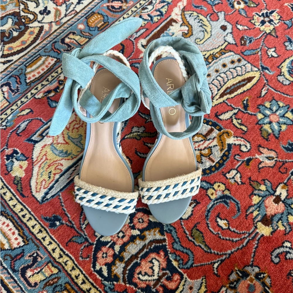 Blue and Cream Women's Sandals
